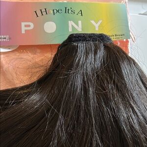Lola 17" Black Brown Mid-Length Synthetic Ponytail Extension – New Open Package